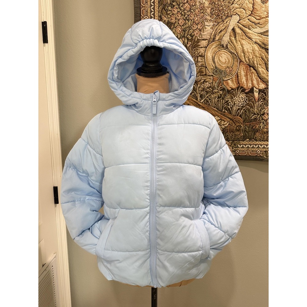 SWISSTECH Jacket Kids XL 14-16 Blue Puffer Hooded Zip Insulated Winter Coat